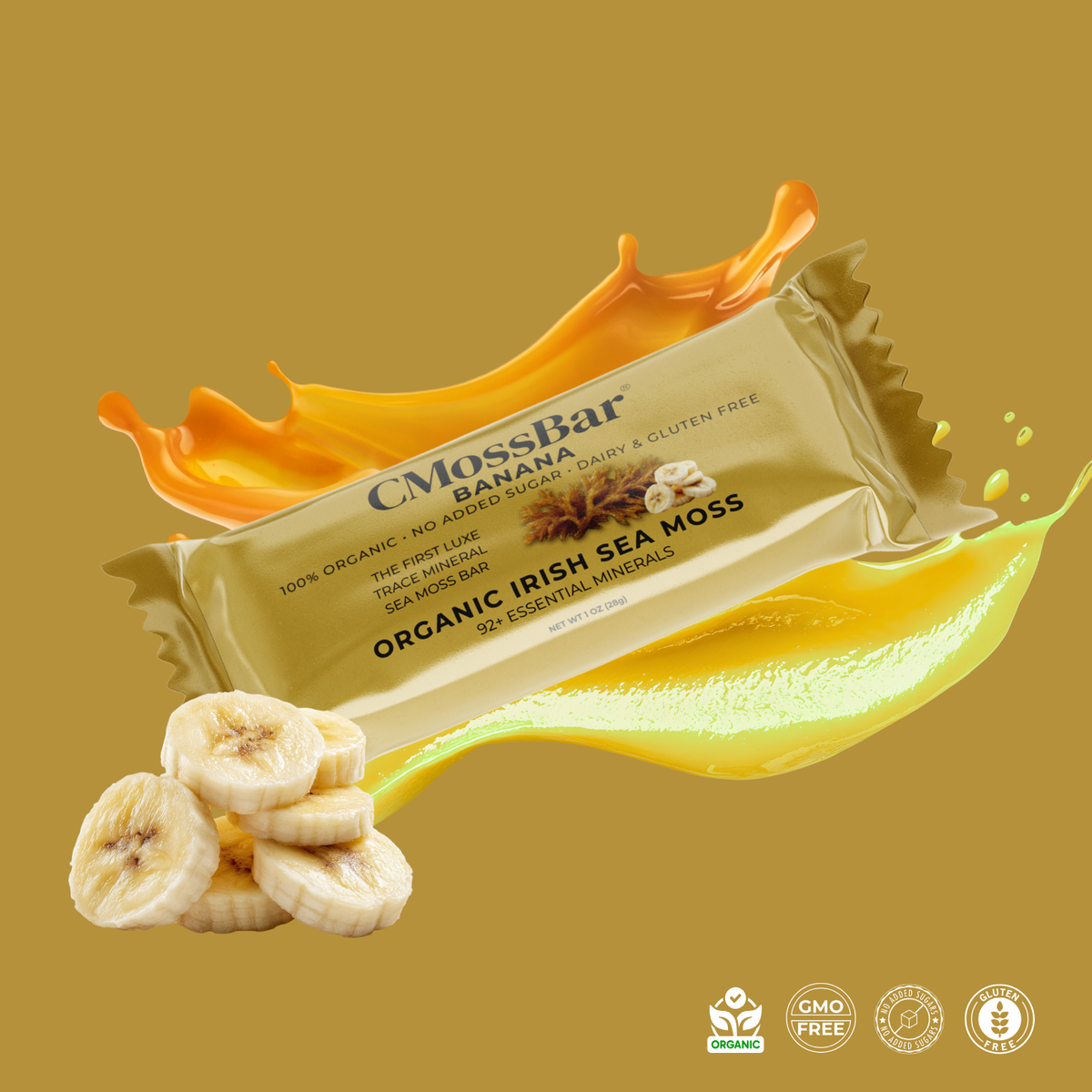 Banana CMOSS Irish sea moss bar with organic freeze-dried banana โ organic mineral bar, 34g