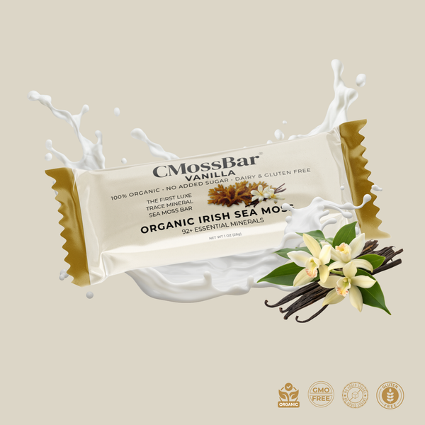 Madagascar Vanilla CMOSS Irish sea moss bar with real vanilla bean — organic mineral bar, 34g